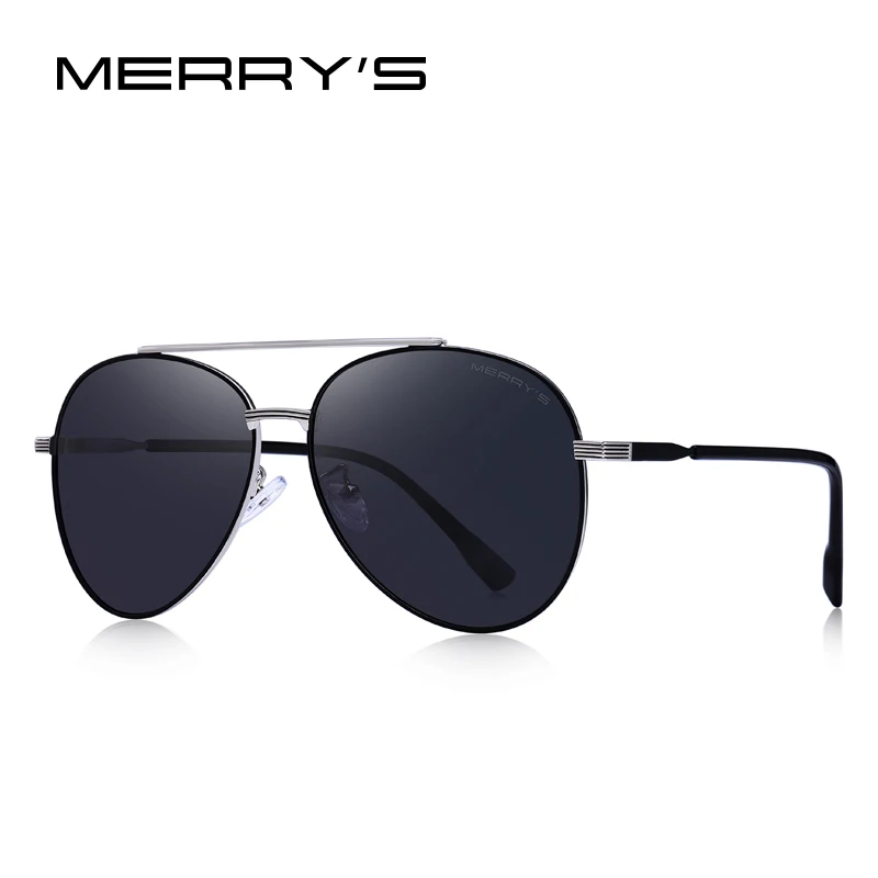 Мужские очки-авиаторы MERRY'S, классические поляризационные солнцезащитные очки HD, стильные очки для вождения, степень защиты UV400, S8216 - Цвет линз: C01 Black