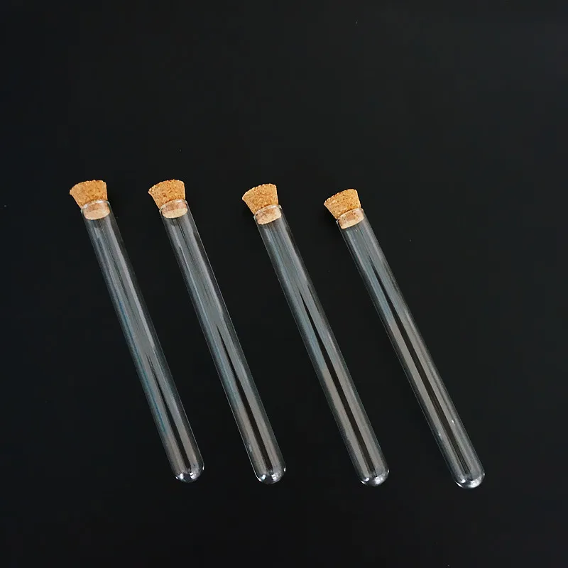 Lab Glass Supplies 12pcs/lot U-shape Clear Glass test tubes with cork stopper Length 75/100/150/180mm for Labs/schools