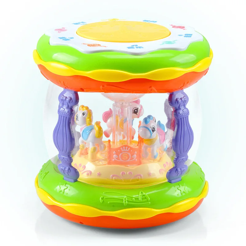 

Children Early Childhood Educational Music Drum Kids' Support Mobile Phone Connection MP3 with Merry-go-round Musical Instrument