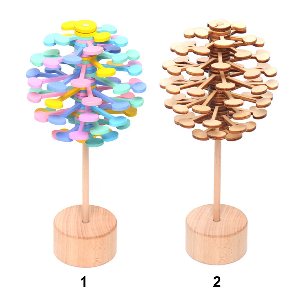 Lollipop Look Durable DIY Wooden Roll Kids Magic Spin Office Gift Fun Colorful Rotating Decompression Toy 1 Lollipop Look Durable DIY Wooden Roll Kids Magic Spin Office Gift Fun Colorful Rotating Decompression Toy 2