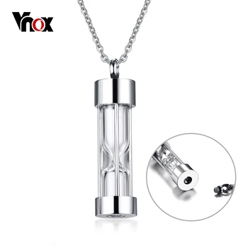 

Vnox Can Open Hourglass Shape Pendant Necklace for Women Men Glass Stainless Steel Glass Unisex Jewelry Stylish Bijoux 20" Chain