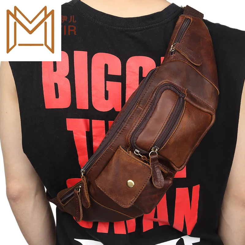 

Man Chest Package Leisure Time Genuine Leather Male Package Crazy Cowhide Messenger Mobile Phone Package