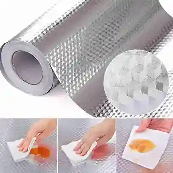 Kitchen Oil Proof Waterproof Sticker Aluminum Foil Wall Self Wallpapers DIY Stove Stickers Stickers Adhesive Kitchen Cabine H9N7