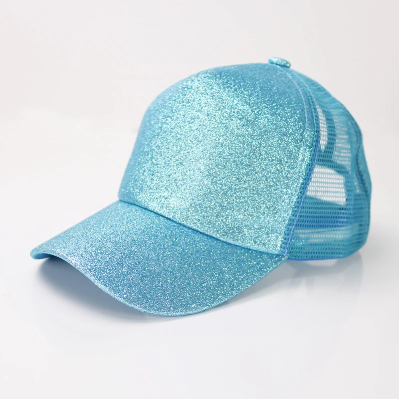 Женская бейсбольная кепка Ponytail Messy Bun Snapback, летние сетчатые шляпы, Повседневная Спортивная Кепка с блестками, Прямая, шапка, уличная одежда шляпа