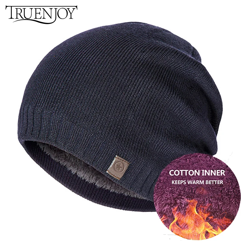TRUENJOY теплая зимняя мужская вязаная шапка Skullies Beanies для женщин и мужчин Толстая