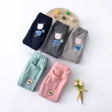 Осень-зима, вельветовые брюки с вышивкой в виде поросенка, облачка, карманы для мужчин и женщин, детские брюки, плотные леггинсы