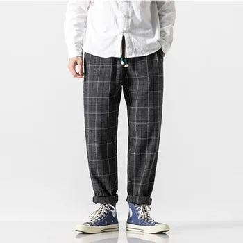 

Male Joggers Sweatpants Men Winter Loose Thick Woolen Harem Pants Streetwear Hip Hop Plaid Casual Trousers Plus Size 5xl