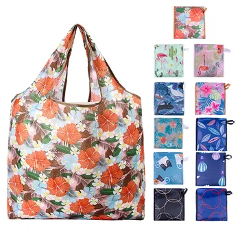

2020 nylon shopping bag 38*40CM waterproof polyester folding shopping bag portable polyester ECO bag Reusable Portable Handbag