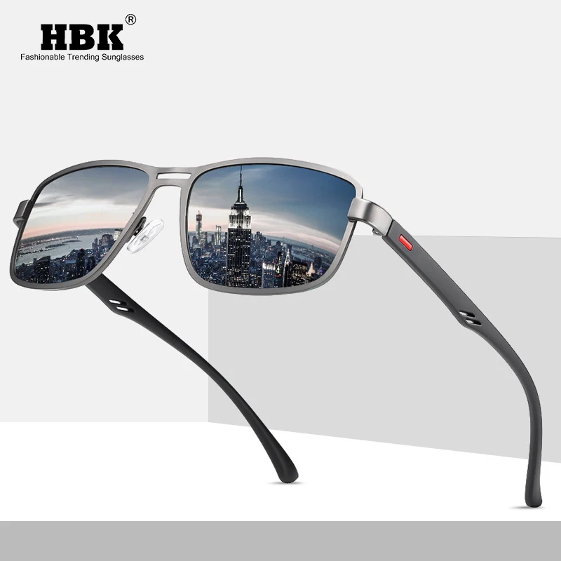 Мужские солнцезащитные очки HBK прямоугольные поляризационные TR90 с ночным