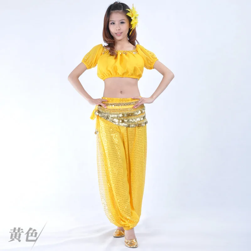 Yellow 3 шт./компл. костюмы для танца живота Восточные Танцевальные Костюмы для танца живота карнавальные танцевальные костюмы# DP0102 - Color: Yellow