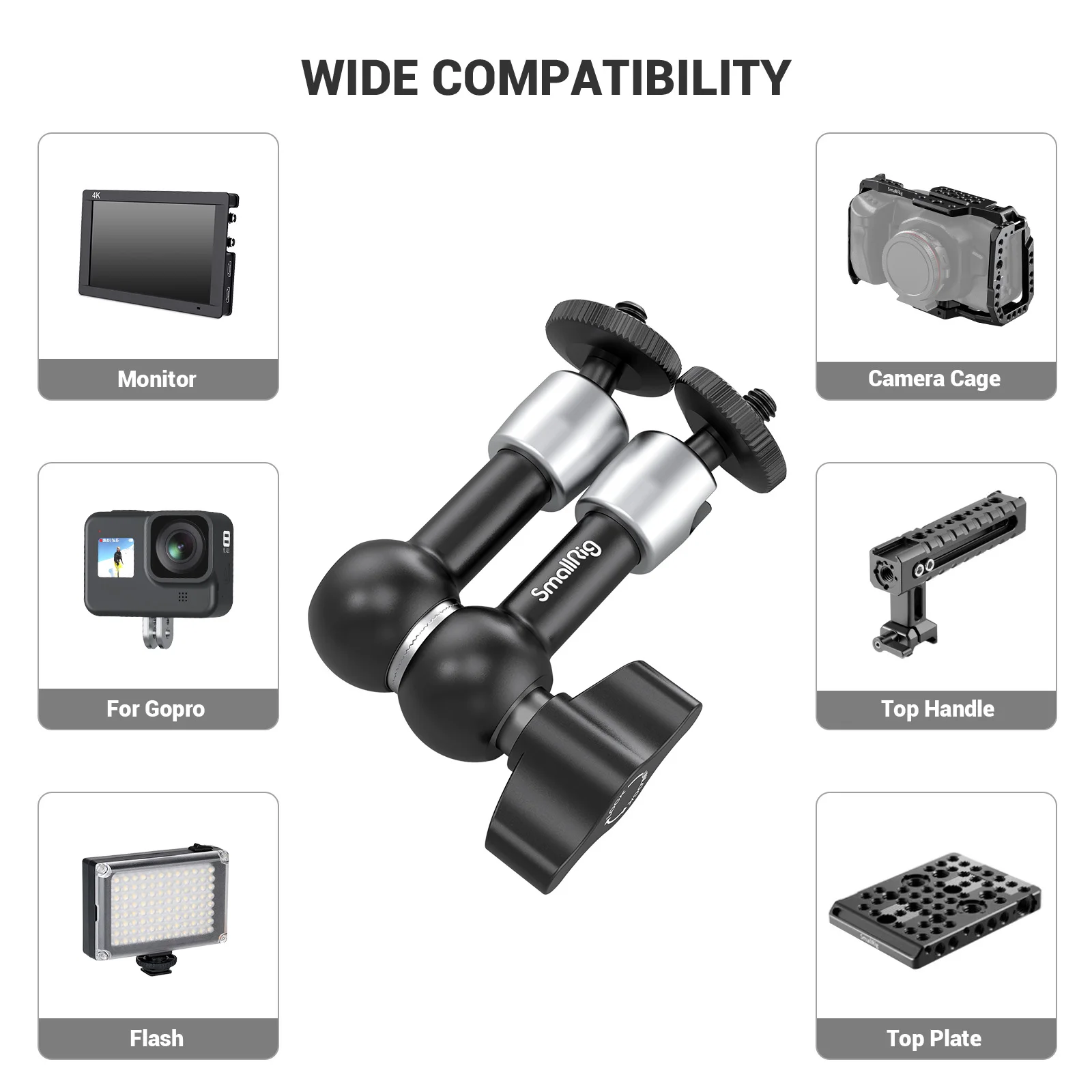  SmallRig Brazo mágico articulado ajustable de 9.8 pulgadas con  tornillo de rosca de 1/4 para monitor LCD/luces LED - 2066B : Electrónica