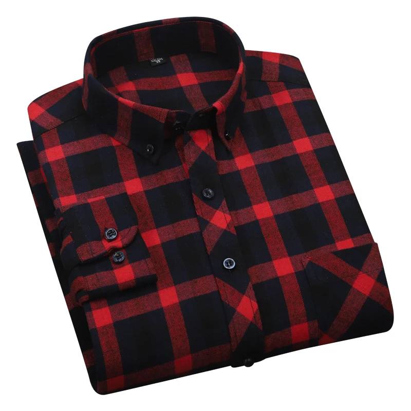 Aoliwen Brand 2021 spring autumn Men Long Sleeve Plaid Business Casual men Shirt Fashion Soft Casual Flannel Shirt Plus Big Size