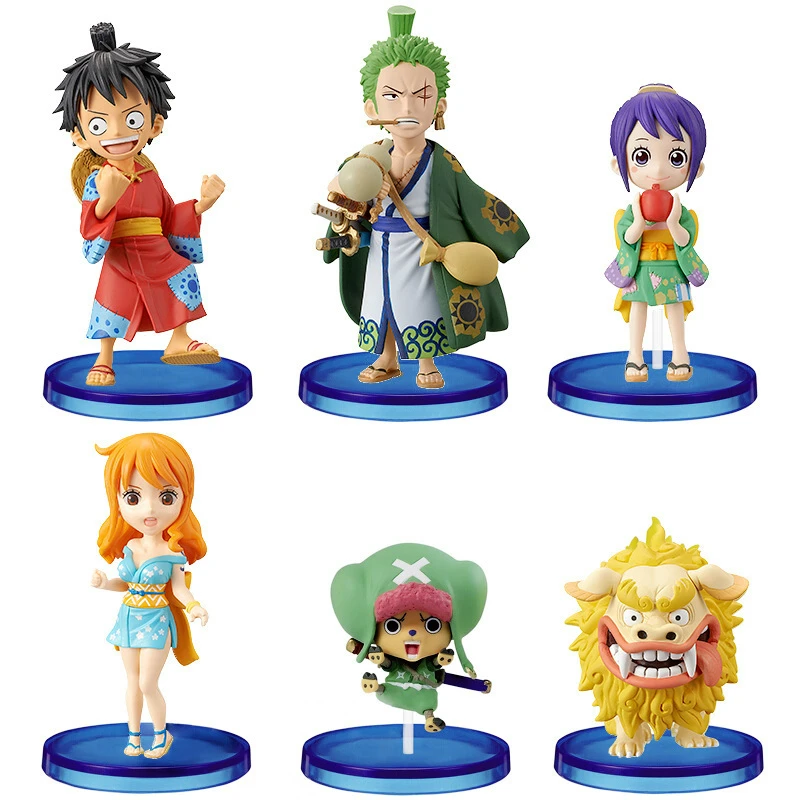 

6pcs/set Q Ver. Anime One Piece Figures Luffy Figurine Kimono Roronoa Zoro Figur Tony Chopper Action Figure Nami PVC Model Toys