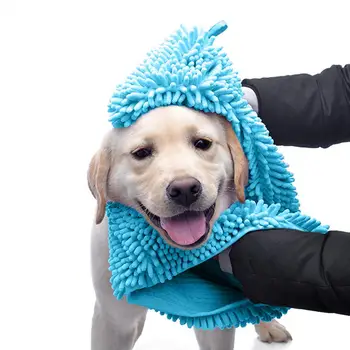 

Dog Towel Ultra Soft Microfiber Chenille Dog Pet Bath Dry Towel Hand Pockets Super Absorbent Durable Quick Drying Washable Towel
