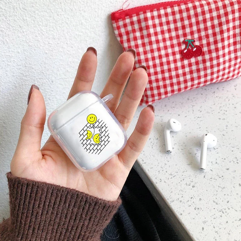 Простой Smiley Word чехол s для AirPods 1 2 Чехол прозрачный мягкий симпатичный из ТПУ Bluetooth