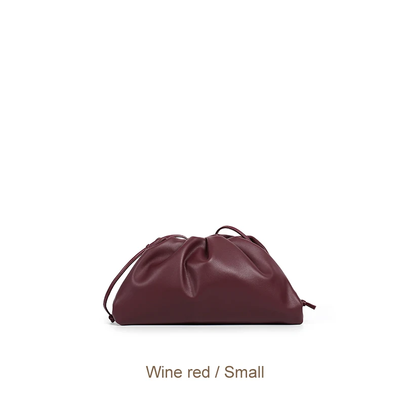 Сумочка облако кожаная женская сумка Новая модная сумка через плечо модели звезд Мягкая Сумка Хобо клатч минималистичный фирменный дизайн - Цвет: Wine Red  Small
