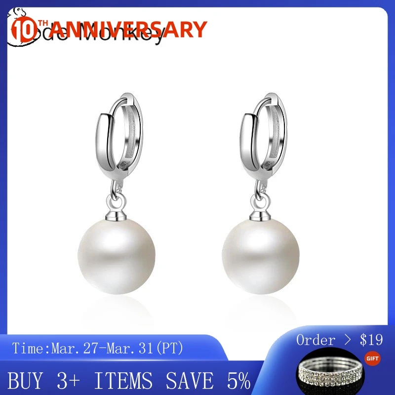 

CodeMonkey Hot Sale Authentic 925 Sterling Silver Drop Earring With Peal For Women Making 2020 New Fashion Jewelry Gift CME055