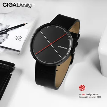 

CIGA DESIGN X Series Quartz Watch Mens Leather Strap Simple Stainless Steel Sapphire Diamond Wristwatch
