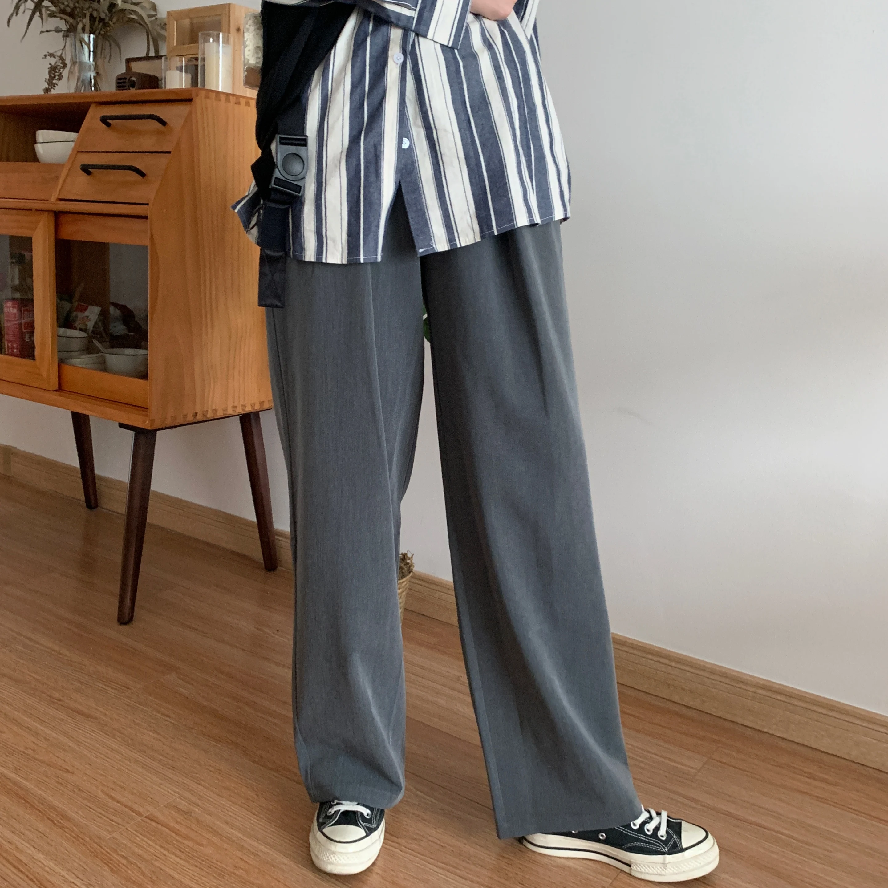 High Female Suit Pants Loose Plus Size Floor-length Wide Leg Pants