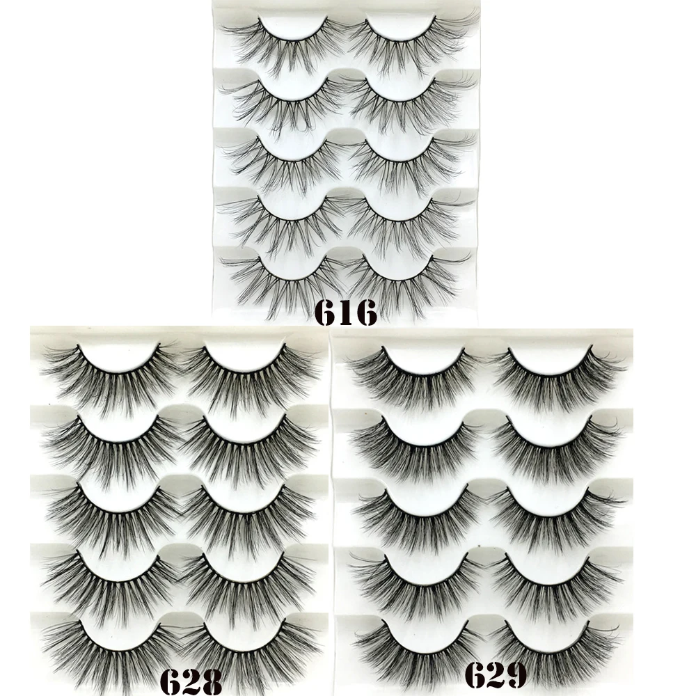 Новые 5 пар 3D Искусственные норковые накладные ресницы натуральные длинные мягкие ресницы полный объем Wispies ресницы для наращивания ручной работы