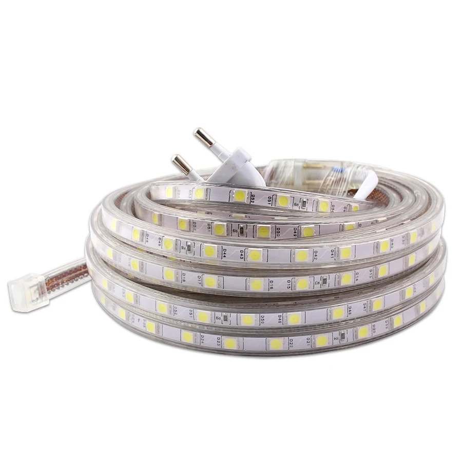 cheap 220V LED Strip light Waterproof SMD 5050 Ledstrip Flexible Led Lights Strip 220V Diodes Tape Lamp Warm White Outdoor Lighting