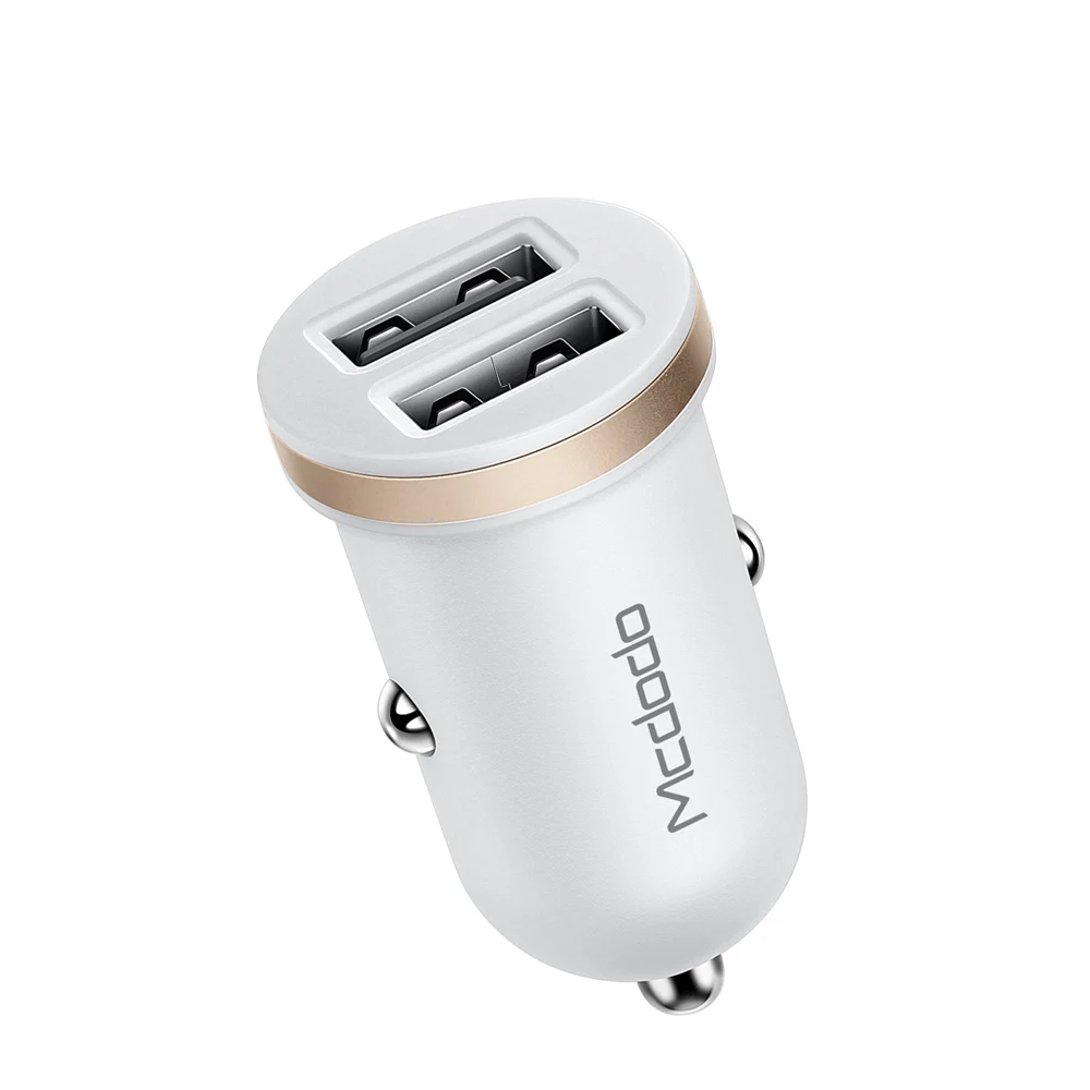 White Mcdodo 12 Вт Быстрая зарядка двойной USB мини автомобильное зарядное устройство телефон зарядное устройство планшет gps адаптер в автомобиль для IPhone huawei Xiaomi Redmi Note 7 - Тип штекера: White