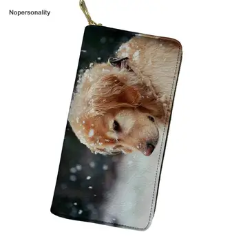 

Nopersonality Golden Retriever Print Leather Wallets for Young Women Adorable Female Clutch Phone Bag Long Zipper Purses