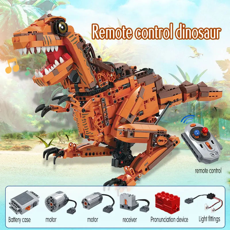 1092pcs City Technic creaters Электрический динозавр RC пульт дистанционного управления Строительный блок мир Юрского периода Динозавр кирпич игрушки для детей