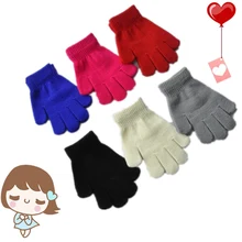 Зимние Детские перчатки ярких цветов, детские варежки для девочек и мальчиков, студенческие перчатки для письма, сохраняющие тепло, перчатки для От 7 до 11 лет