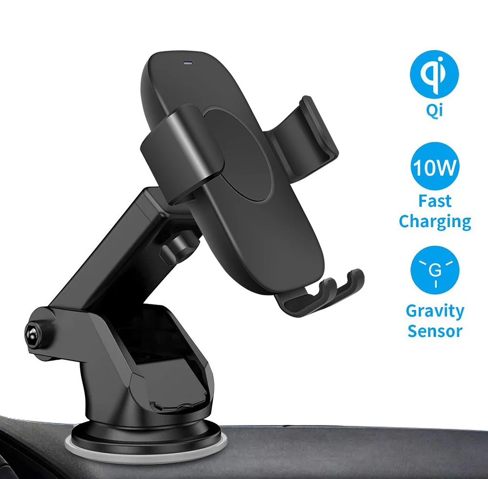 DCAE 10W Car Mount Wireless Charger for Samsung S10 S9 Note 10 9 8 QI Fast Charging Car Phone Holder for iPhone 11 Pro XS XR X 8