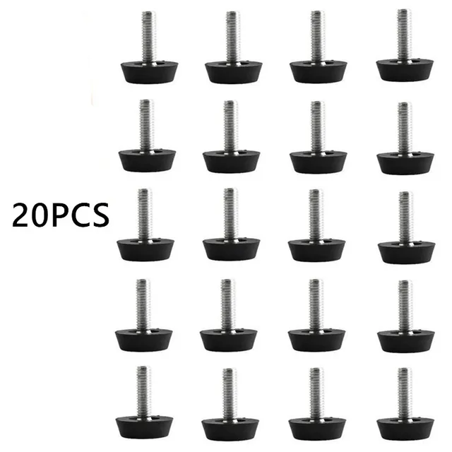 20Pcs Adjustable Foot Pad Furniture Legs Anti-slip Base Table Cabinet Leg Pad Feet Leveler M6 Screw Metal Furniture Accessories 20PCS