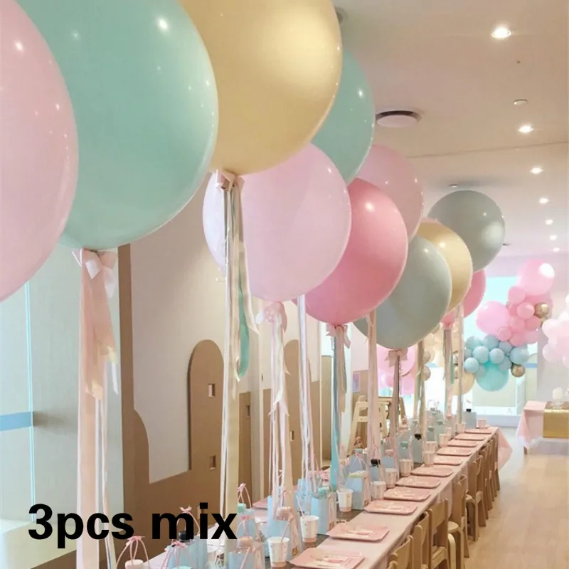 MiX 3 шт. 18 дюймов большой сладкий Макарон воздушный шар розовый зеленый голубой конфетный цветные латексные шары украшения на свадьбу на день рождения вечерние мероприятия поставки - Цвет: MiX