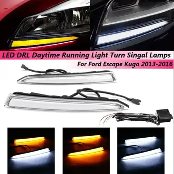 

1Pair Daytime Running Light DRL LED Fog Lamp Cover With Yellow Turning Signal Functions For Ford Kuga Escape 2013 2014 2015 2016