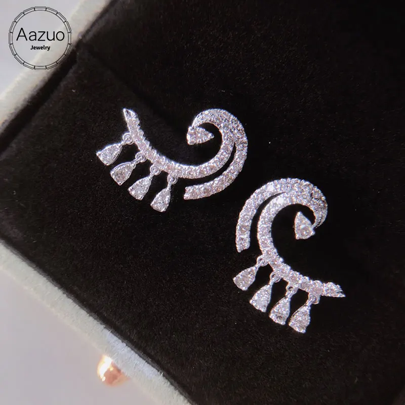 

Aazuo Real 18K White Gold Real Diamonds 1.0ct Fashion Phoenix Shape Stud Earrings gifted for Women Wedding Party Au750