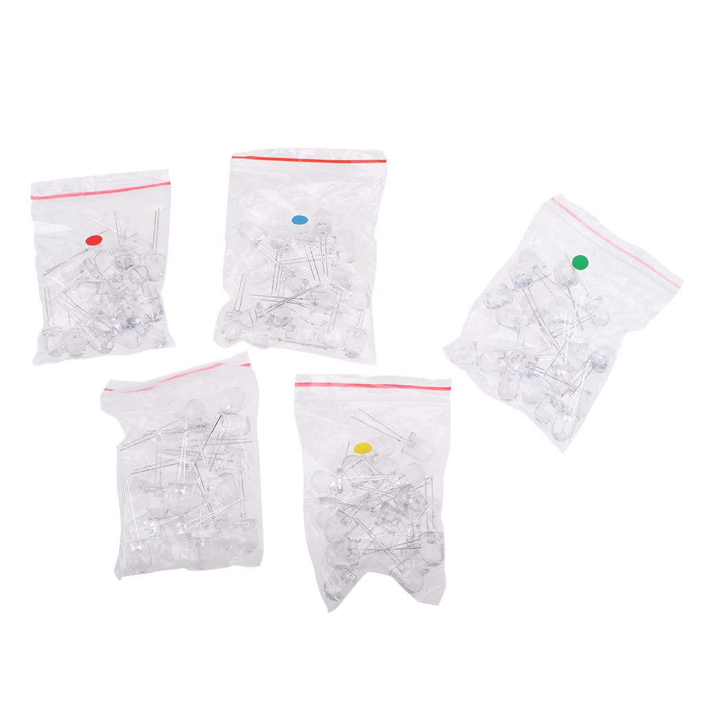 100 Pcs LED Diode 10mm Red Green Yellow Blue White(5 Colors)Super Bright New