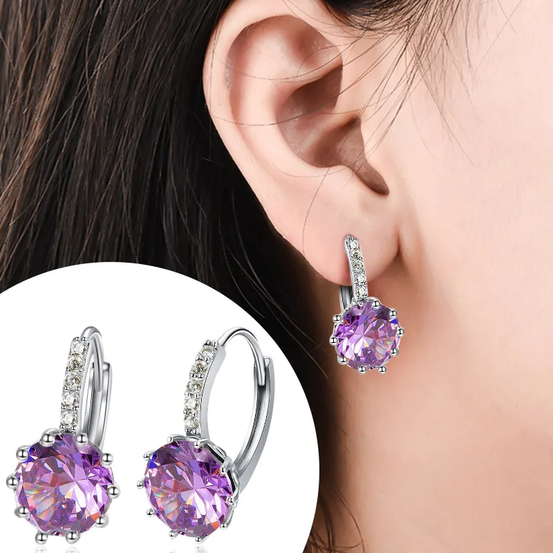 Роскошный дизайн, серьги-гвоздики с серебряными кристаллами, циркониевые Серьги Huggie для женщин, женские серьги, модные ювелирные изделия oorbellen