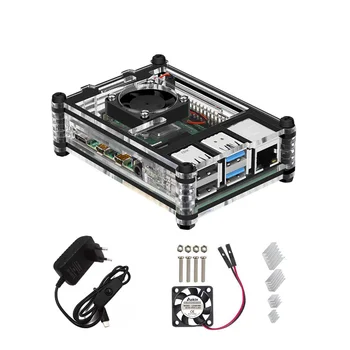 

Raspberry Pi 4 Case Pi 4 B Case with Power Adapter Raspberry Pi 4 Heatsink Raspberry Pi 4 Fan for Raspberry Pi 4 Model B/Pi 4 B
