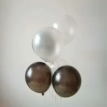 

100pcs / lot10 inch 1.5 g round pearl latex white / black balloons wedding decor child birthday party helium ballon supplies