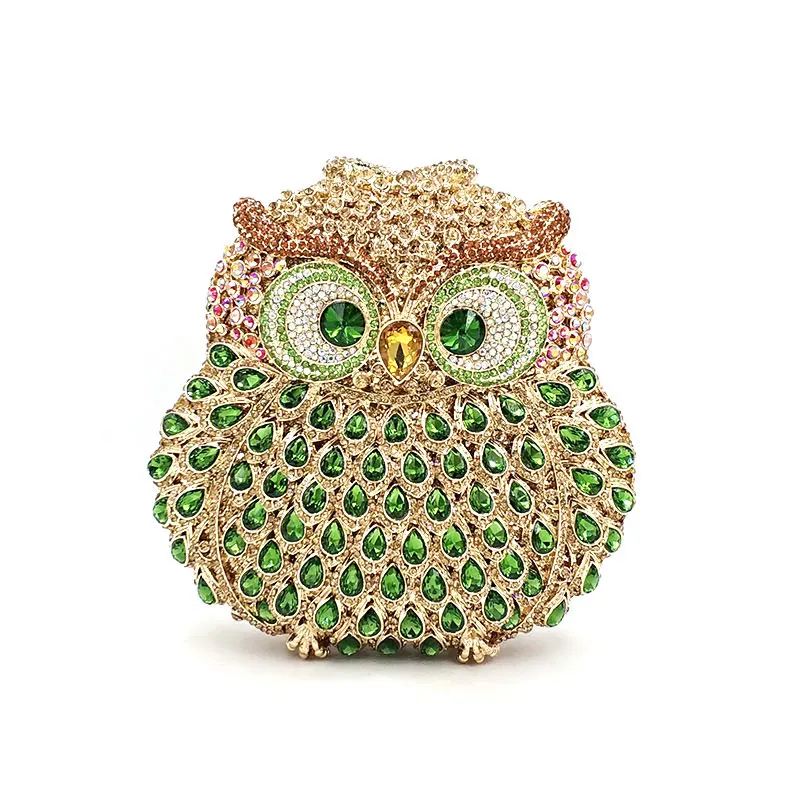Fashion design clutch women evening party bag diamonds owl bird shape crystal purses bridal wedding party crystal clutches 