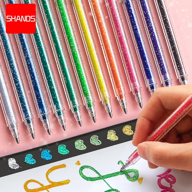 Гелевая ручка SHANDS с блестками металлический высокосветильник кий стержень для