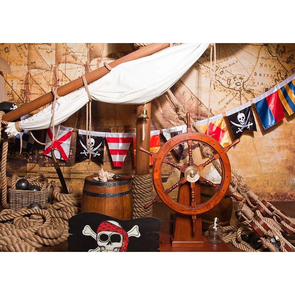 

Pirate ship Deck Navigation Photography Backgrounds Adventure Map Baby Shower Birthday Party Backdrop Floor Photo Backgrou