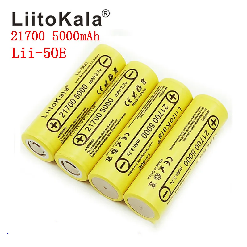 10PCS LiitoKala 21700 4800 5000mAh Li-Ni Battery 3.7V 50E for Electronic Cigarette Mod / Kit 3.7V 15A power 5C Rate Discharge