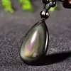 Wholesale Rainbow eye  Natural Obsidian Water Drop Pendants Rope Necklaces Lucky for Men Women Safety Amulet Stone Jewelry 3
