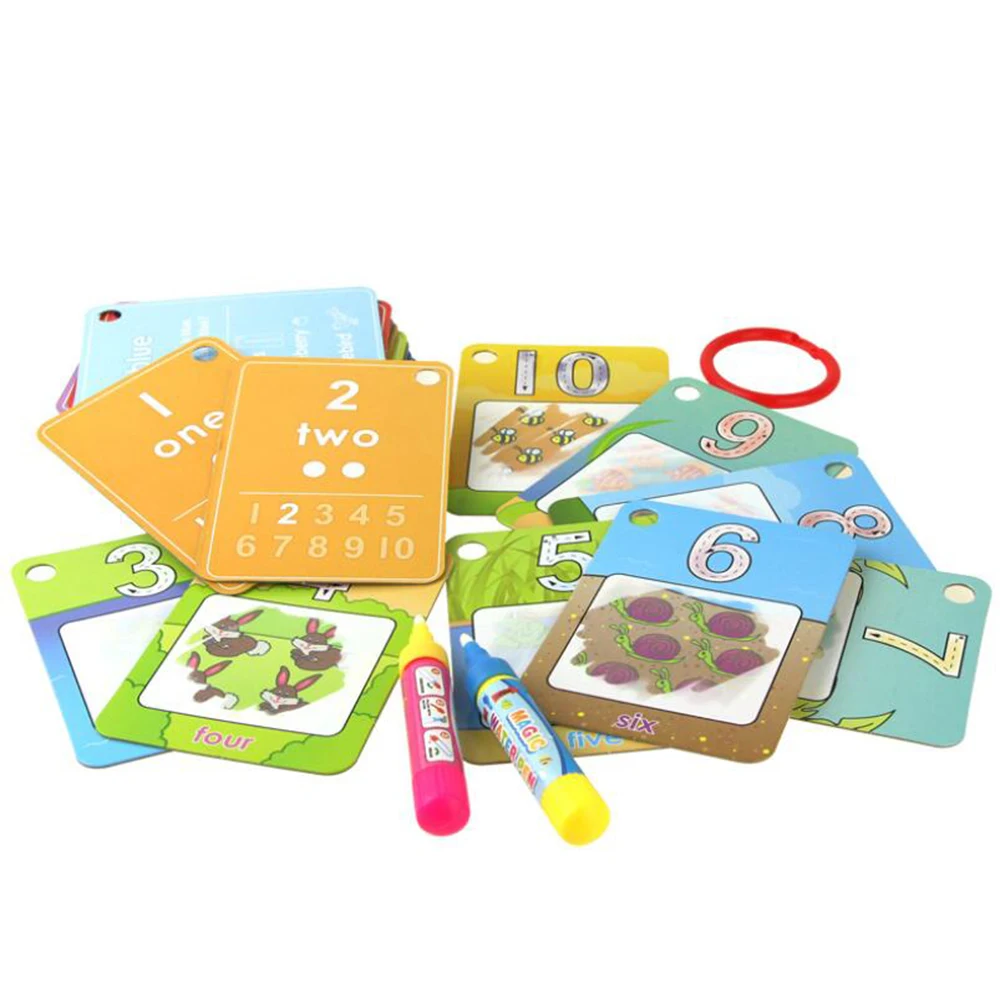 Magic Water Drawing Cards 3D Digital Number Geometric Patterns Colorful Graffiti Card Child Kids Early Educational Learning Toys | Игрушки и