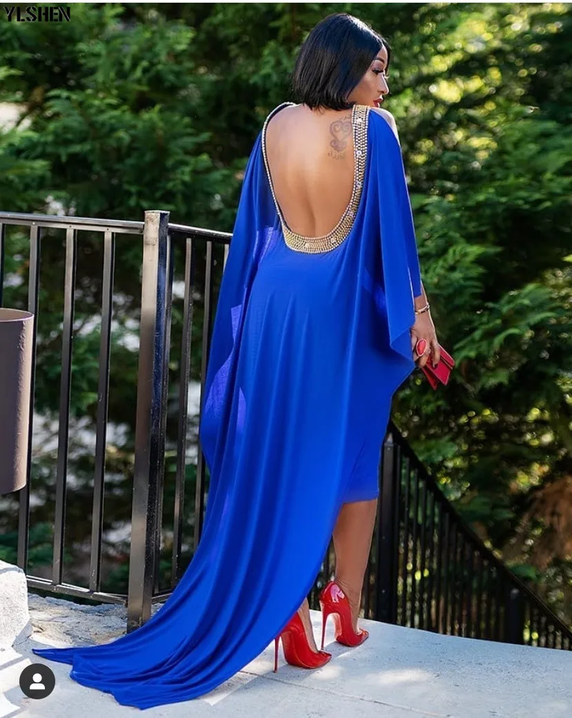 African Dresses for Women Sexy Nail Bead Backless Gown Africa Dress Evening Party Clothes High Quality Robe Femme African Dress 02