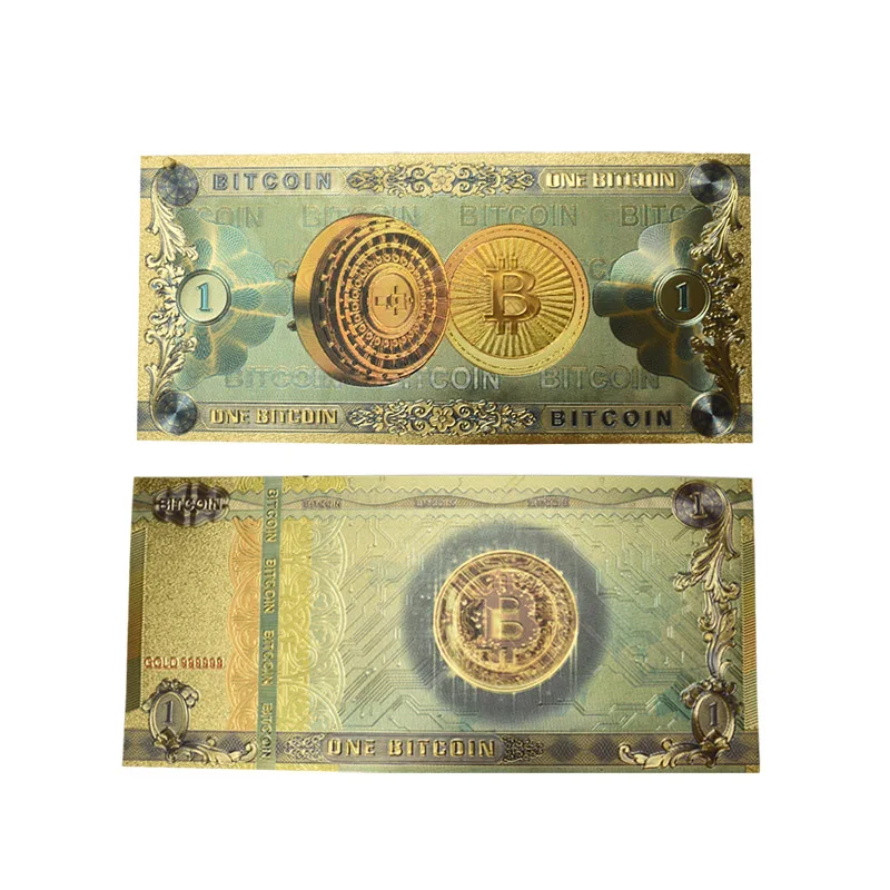Цветная фольга золотого цвета один Биткоин пластиковые сувенирные банкноты BTC банкноты для сбора и подарков