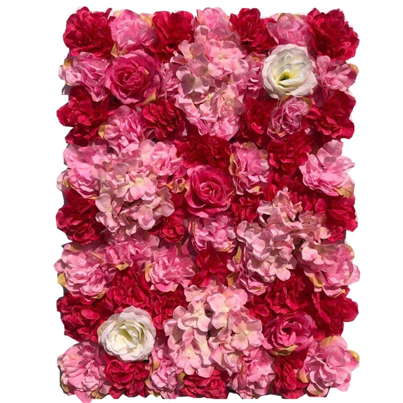 40X60cmArtificialSilkRoseFlowerWallHomeDecorRedRomanticWeddingDecorationBackdrop