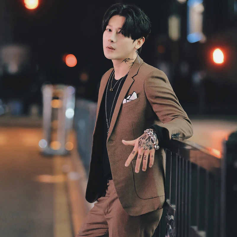 

2020 Spring And Summer New Suit Jacket Men's British Single-breasted Solid Color Groom Wedding Fashion Suit
