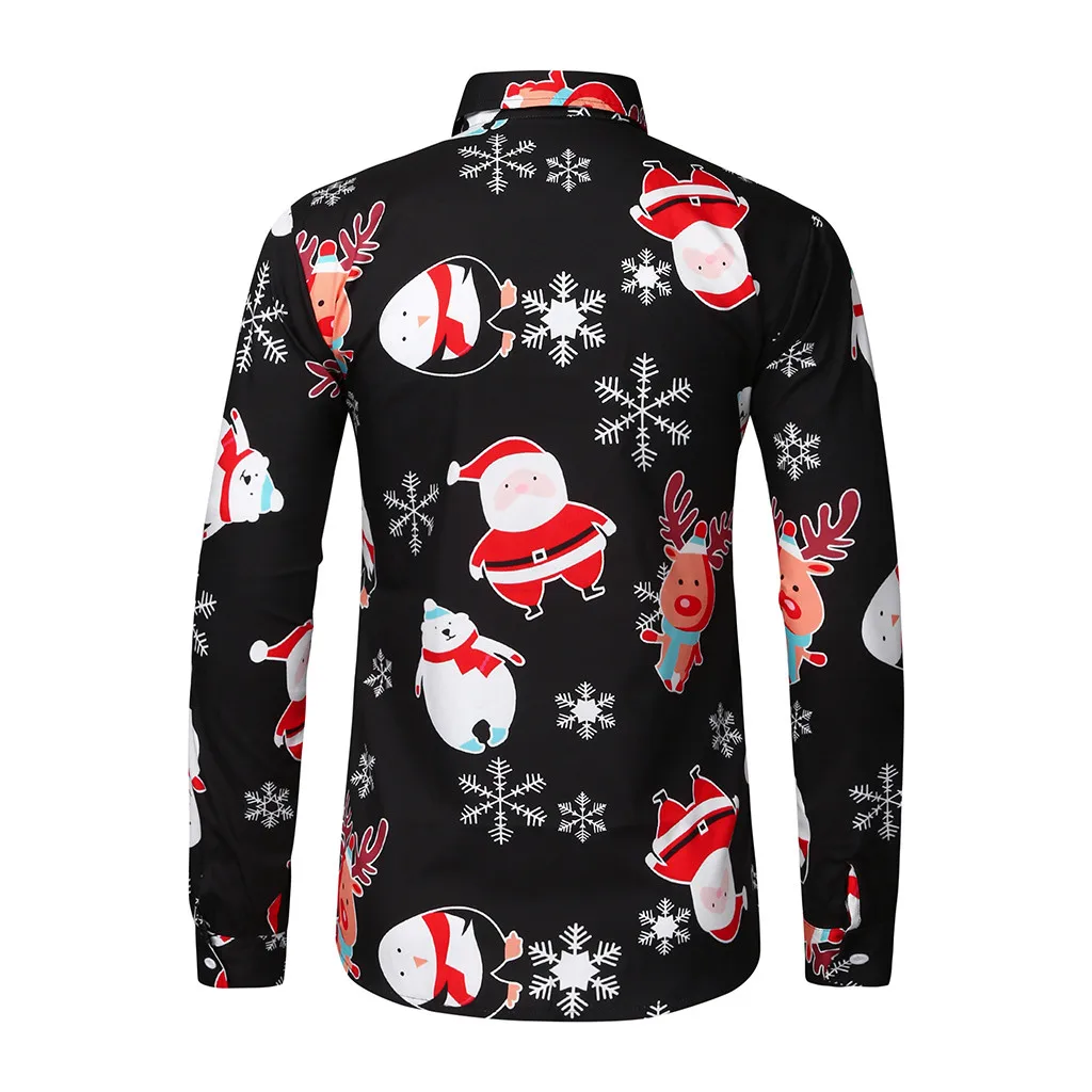 Camisa masculina Рождественская рубашка блуза мужская повседневная тема рубашка на пуговицах Топ Блузки