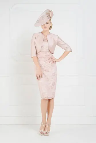 robe de soiree vestido de madrinha Свадебные розовые короткие крестной матери невесты кружевные платья с жакетом